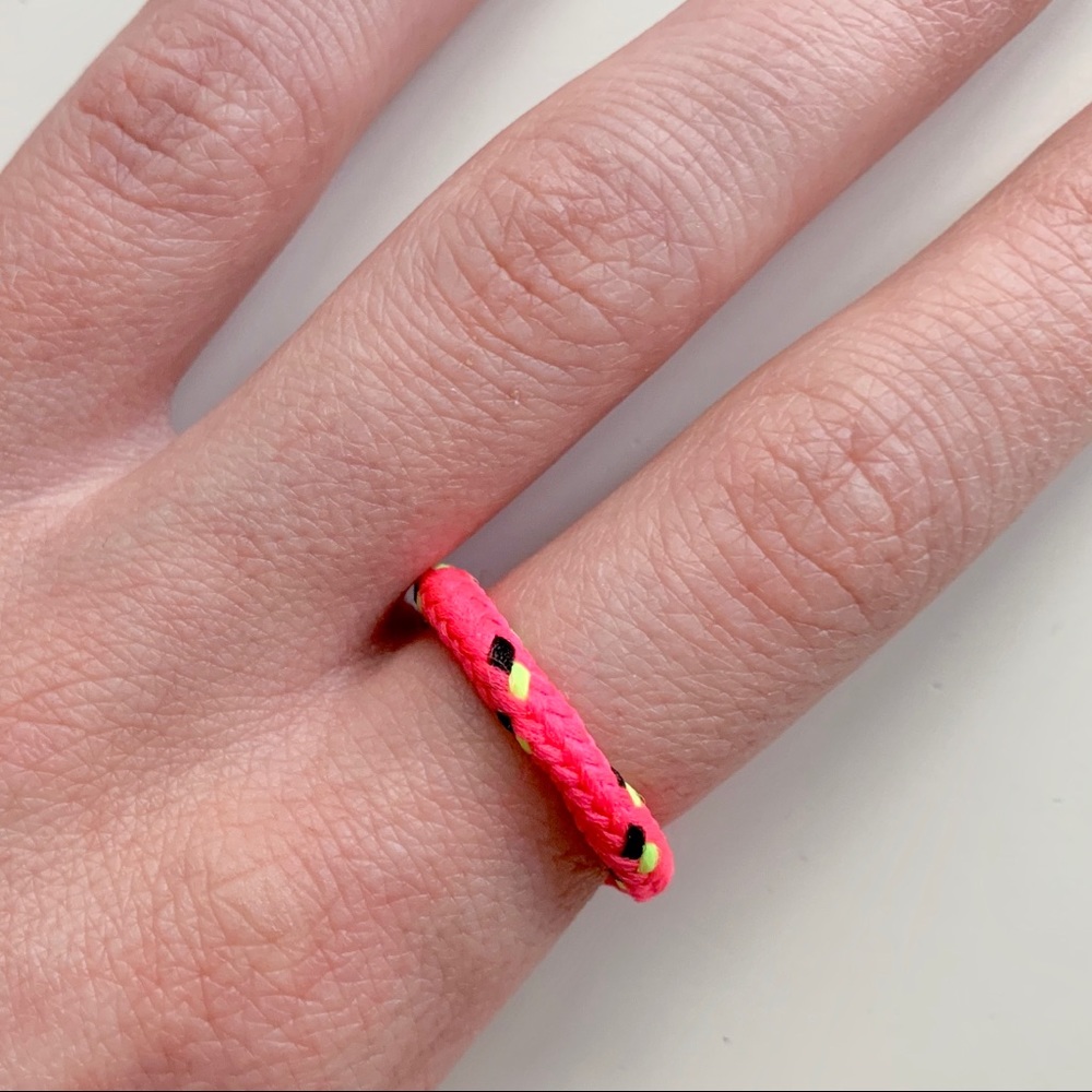 Y2K 90s Neon Pink Yellow Black Rope Ring Girlhoodcore Kawaii Festival Coachella